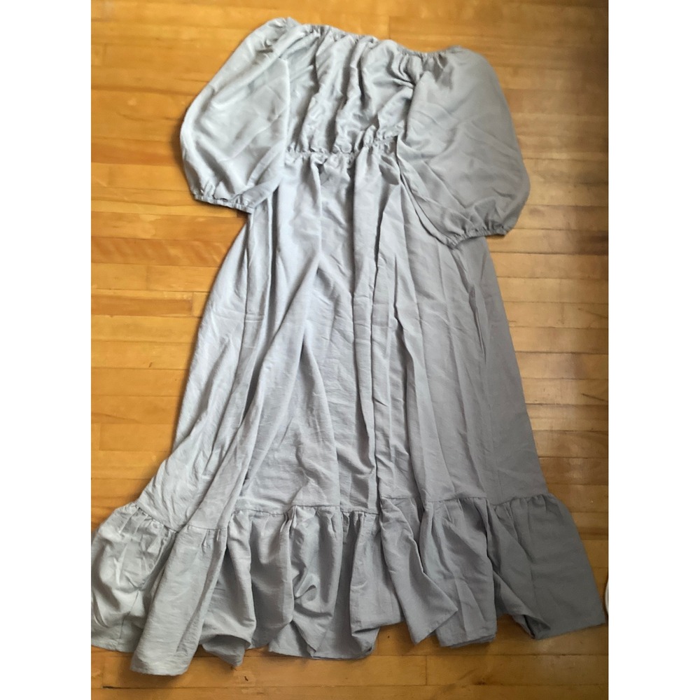 Gray Off Shoulder Costume Maxi Dress with Metal Snake Ring Belt Cosplay